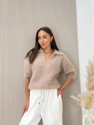 SWETEREK KID MOHER Z KOŁNIERZYKIEM