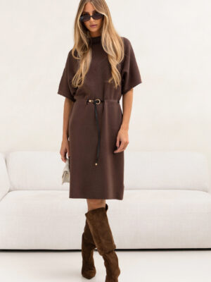 SUKIENKA GLORIA Z PASKIEM CZEKOLADA