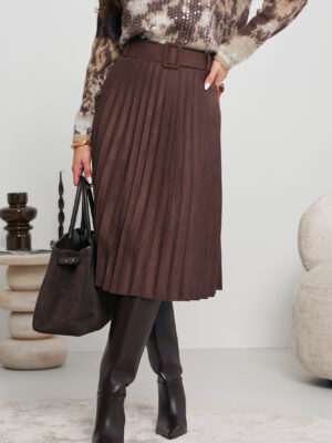 SPÓDNICA PLISOWANA MIDI Z PASKIEM