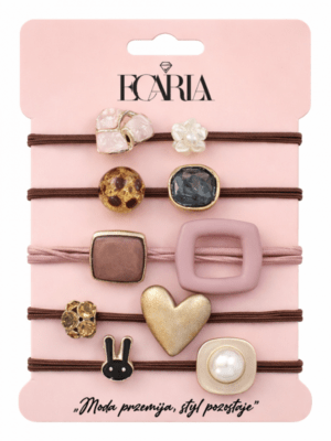 ZESTAW 5 GUMEK DO WŁOSÓW BRĄZOWE Z KAMIENIAMI