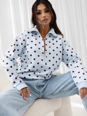 BLUZA HALF ZIP DOTS BLUE