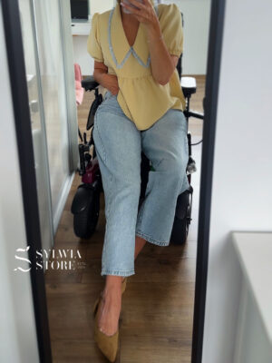 ELEGANCKA BLUZKA NA KRÓTKI RĘKAW BUTTER YELLOW