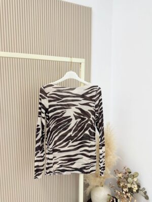 BASICOWA BLUZKA Z DODATKIEM KASZMIRU ANIMAL PRINT